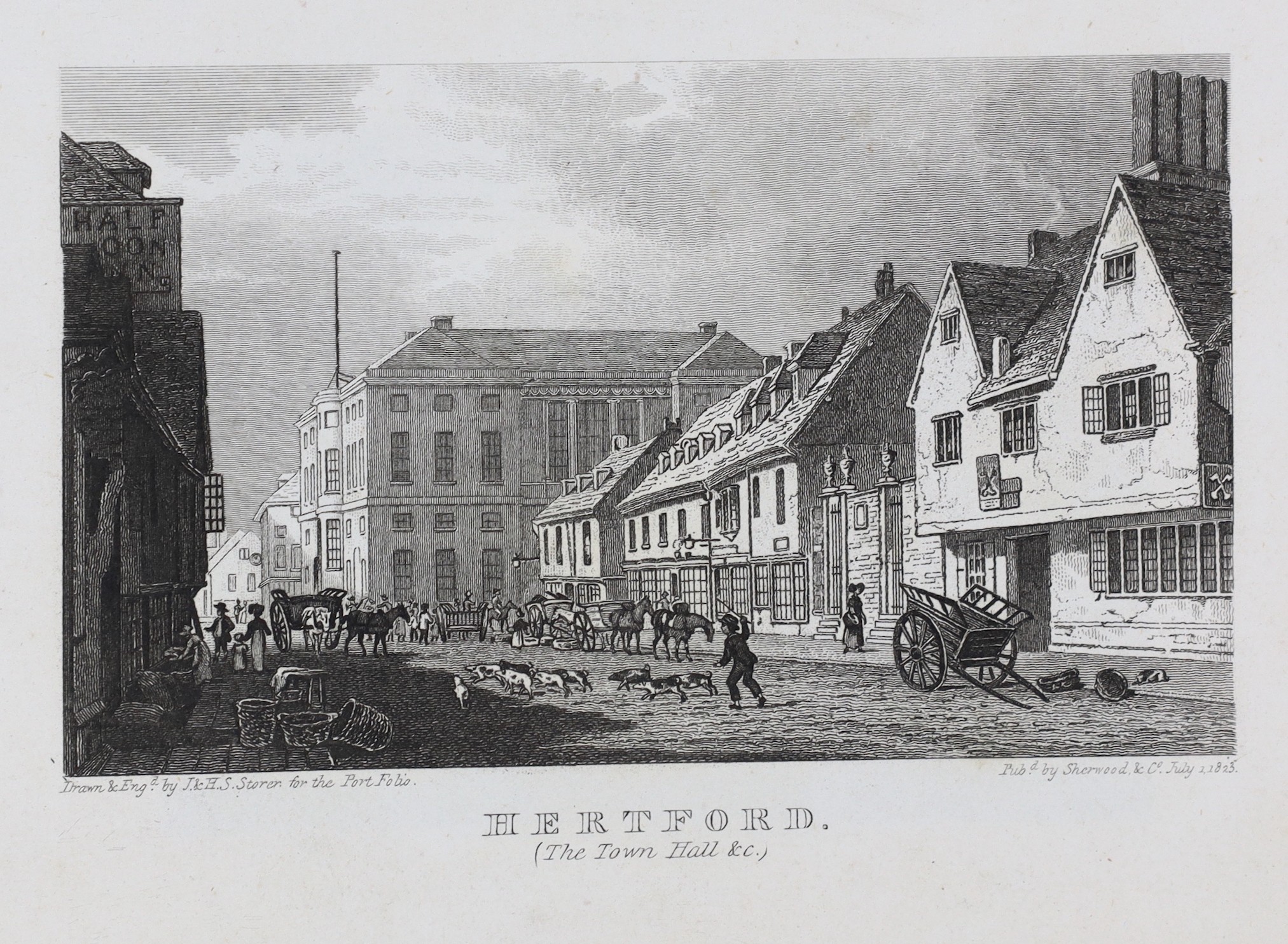 HERTS: Fifteen Engravings, being Views of the Ancient Town of Hertford...and Christ's Hospital, London... 15 captioned plates (no letterpress issued); original printed wrappers, cr.8vo. Hertford, 1830